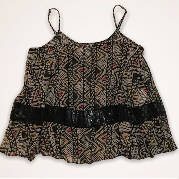 BCBGENERATION Aztec Print Boxy Fit Lace Tank - Picture 5 of 7